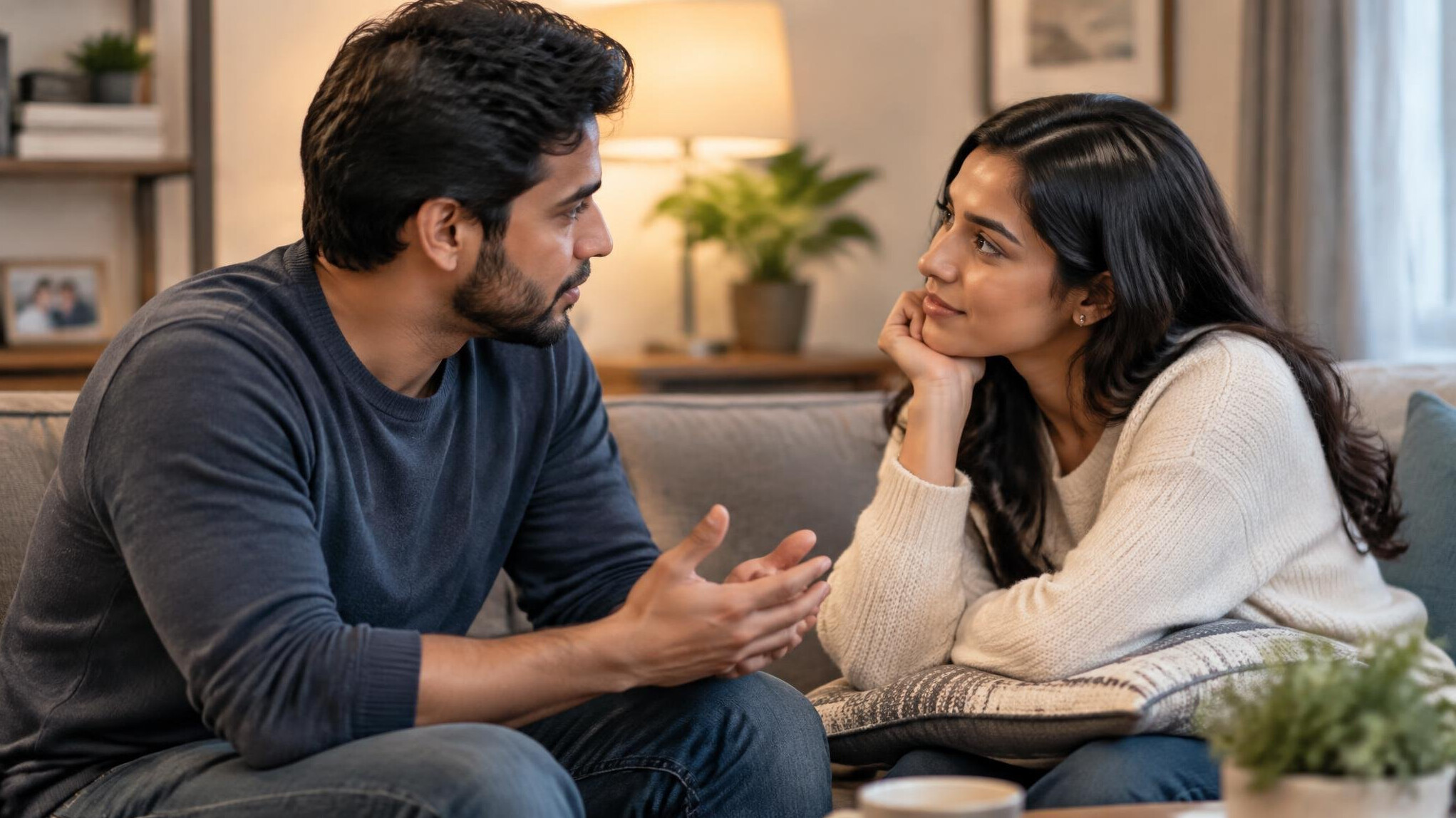 couple in deep conversation